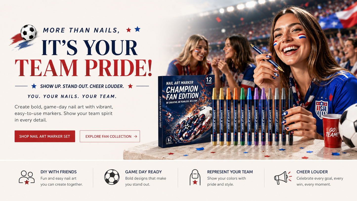 ⚽ Game Day Nail Art Marker Set – 12 Vibrant Colors for Eye-Catching Fan Nails 🏆