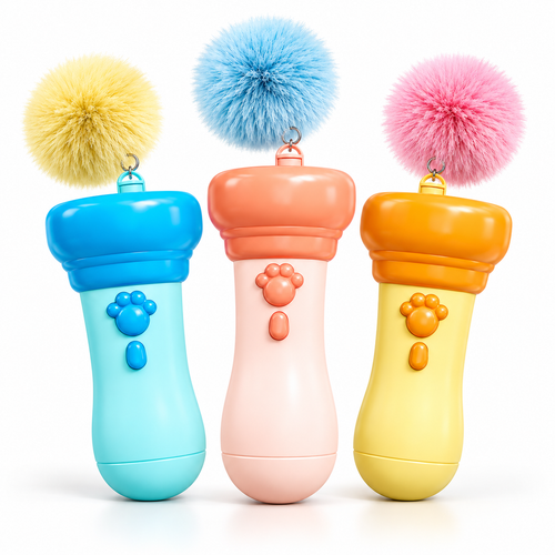 Interactive Cat Teaser Launcher – Retractable Pom-Pom Toy for Cats