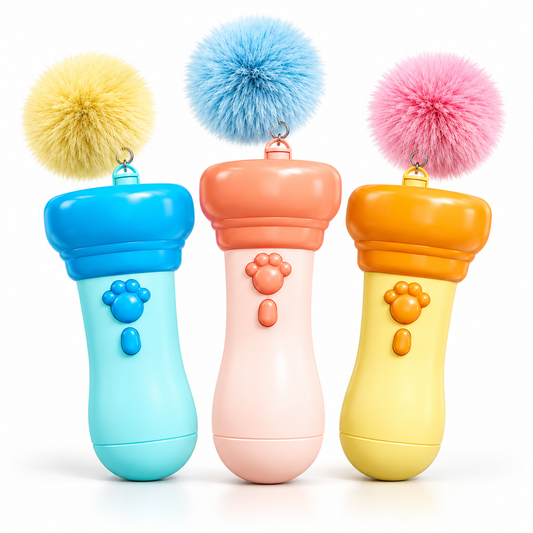 Interactive Cat Teaser Launcher – Retractable Pom-Pom Toy for Cats