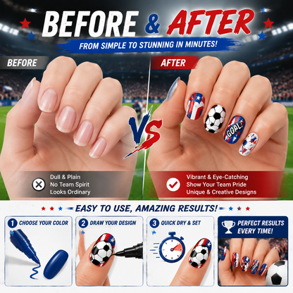 ⚽ Game Day Nail Art Marker Set – 12 Vibrant Colors for Eye-Catching Fan Nails 🏆