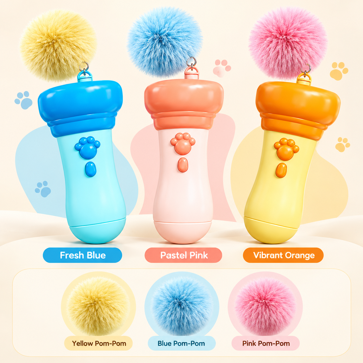 Interactive Cat Teaser Launcher – Retractable Pom-Pom Toy for Cats