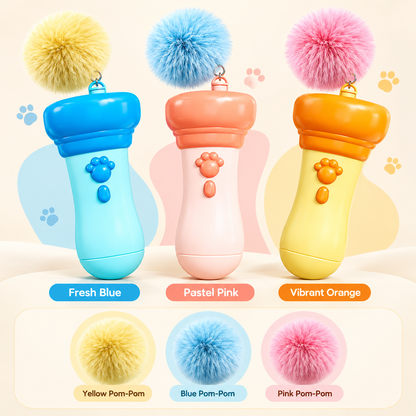 Interactive Cat Teaser Launcher – Retractable Pom-Pom Toy for Cats