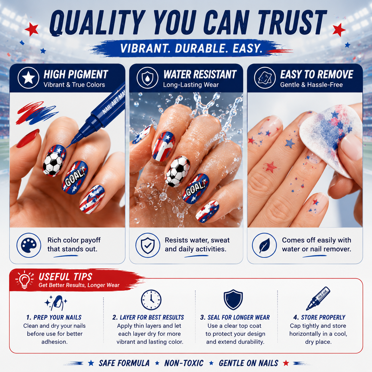⚽ Game Day Nail Art Marker Set – 12 Vibrant Colors for Eye-Catching Fan Nails 🏆