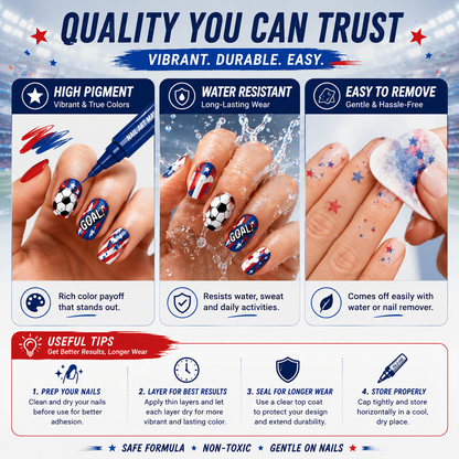 ⚽ Game Day Nail Art Marker Set – 12 Vibrant Colors for Eye-Catching Fan Nails 🏆
