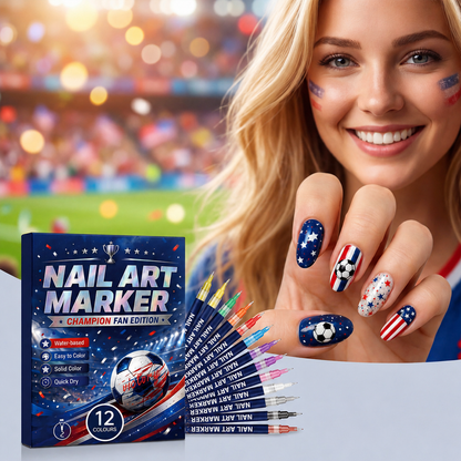 ⚽ Game Day Nail Art Marker Set – 12 Vibrant Colors for Eye-Catching Fan Nails 🏆