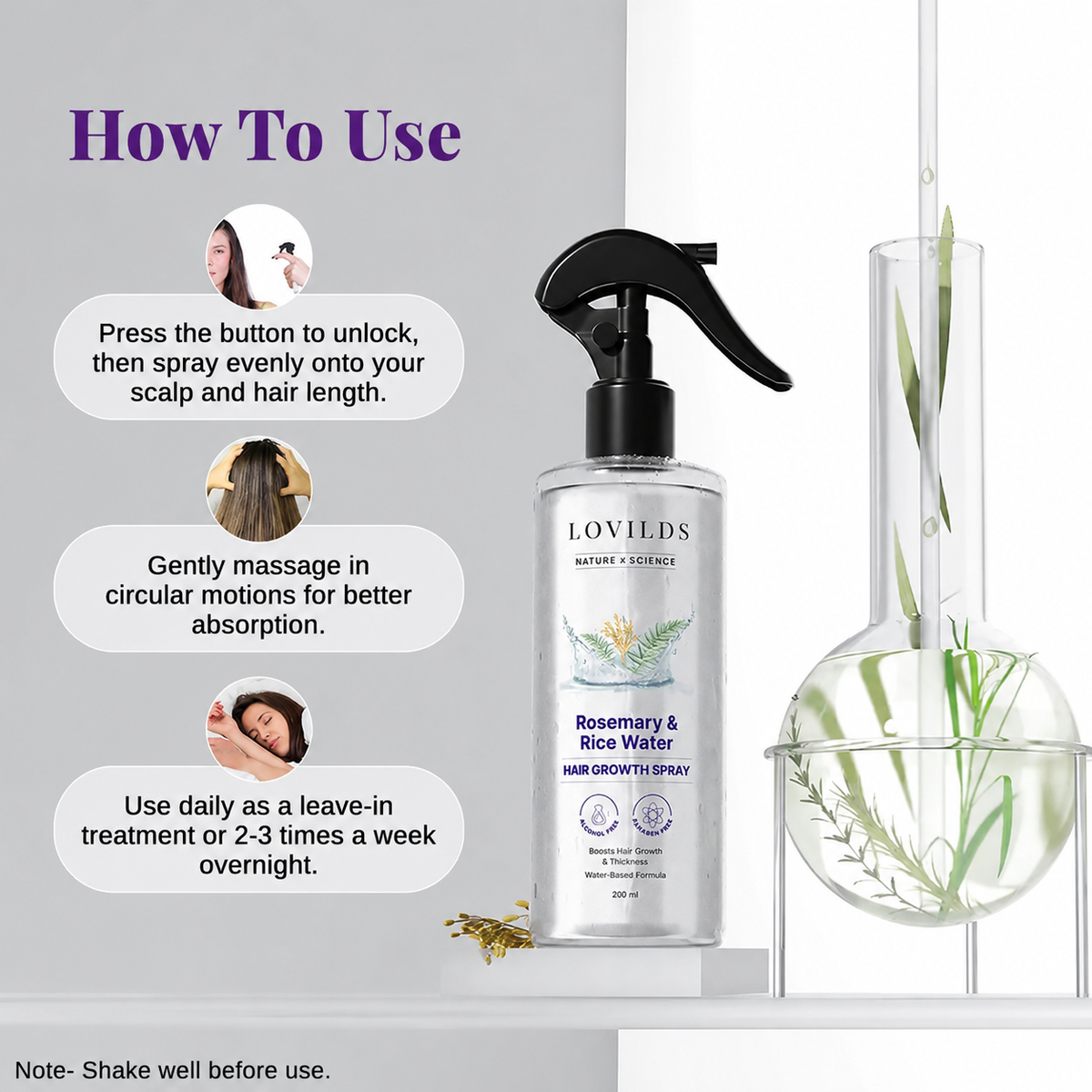 LOVILDS Rosemary & Rice Water Hair Spray