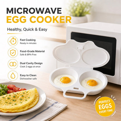 ⏳ FINAL 24 HOURS · 50% OFF 🥚 Microwave Double Egg Poacher with Lid & Handle