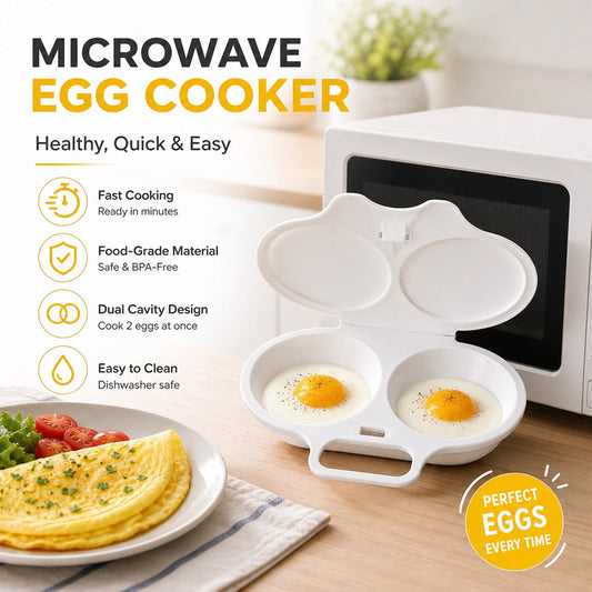 ⏳ FINAL 24 HOURS · 50% OFF 🥚 Microwave Double Egg Poacher with Lid & Handle